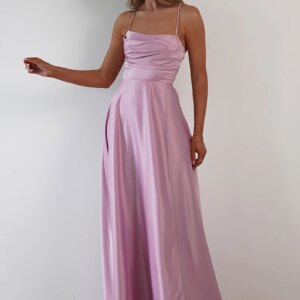 QueensLove Satin Bridesmaid Dress High Split Evening Prom Dress Party Dress A-Line Spaghetti Backless Dress Customize