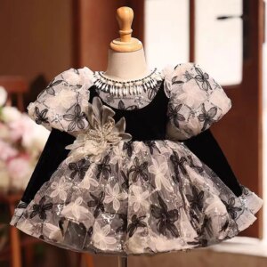 Dreamy Vow Gorgeous O-Neck Applique Embroidered Flower Girl Dress With Pearls Long Sleeves Wedding Birthday Party Ball Gown J814