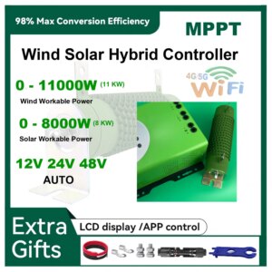 3000W 5KW 6KW 12V 24V 48V MPPT Hybrid Solar Controller Wind Turbine,With Unloading Load LCD Display, For Lifepo4 Full Battery