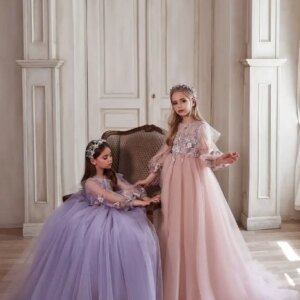 Elegant Quality Pink Flower Girl Dress Tulle Fluffy With Exquisite Appliques For Kids Birthday Party Evening Ball Dresses