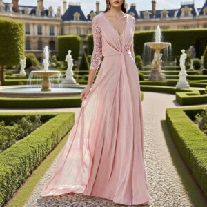 Pink Mother Of The Bride Dresses Chiffon Lace Appliques Pleat Long Sleeve A-Line Floor Length Party Dress Customized