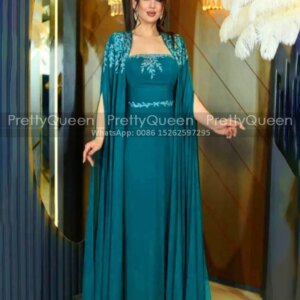 Chic Appliques Cloak Mother Of The Bride Dresses Long A Line Customized Strapless Prom Dress Party For Womem