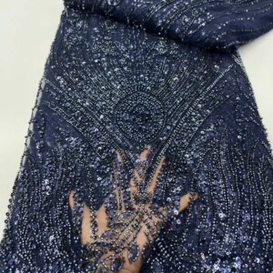 Fashion Elegant French Embroidery Beaded Lace Fabric African Nigerian With Sequins Fabric For Wedding Party Dress Sewing