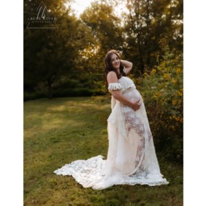 Don&Judy Boho Embroider Maternity Photo Shoot Dresses Ruffle Tulle Off Shoulder Wedding Gown Pregnant Women Photography Vintage