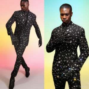 Full Crystal Tuxedos For Men Wedding Slim Fit Gorgeous Tailored Peaked Lapel Jacket 2 Pieces Male Costume Customized