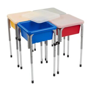 4-Station Sand and Water Adjustable Play Table, Sensory Bins, Primary