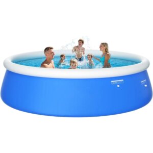 2025 Upgrade 10’*30″ Round Inflatable Top Ring Above Ground Swimming Pool Fast Easy to Set Up for Summer Outdoor Garden Backyard
