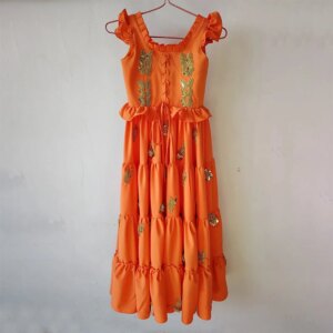 Sparkle Long Beads Dresses for Children Short Sleeve Backless Floor-Length Kid’s Princess Wedding Party Gala Prom Dress 2024 New