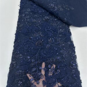 2025 Fashion French Embroidery Beaded Lace Fabric African Nigerian With Sequins Lace Fabric For Wedding Dress