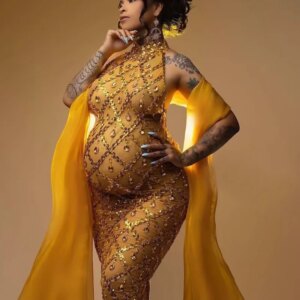 Embellished Maternity dress for pregnancy photoshoot Sexy sparkling Rhinestone Ladies evening sleeveless Dresses