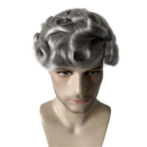 6 inches Burmese Virgin Human Hair Systems #480 White Human Hair Toupee 8×10 Full Lace Unit for European Old Man