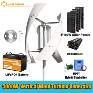Low Noise 5000W Vertical Wind turbine Generator 12v 24v 48v Alternative Energy Generator 220v AC Output Household Complete Kit