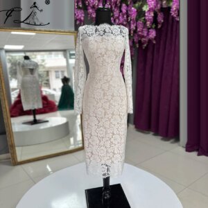 Lace Mother of The Bride Dresses for Wedding Long Sleeve 2025 Evening Gown Tea Length Women Formal Gown Customized