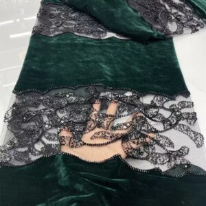 Blue Yelvet African Fabric High Quality ,Velvet Sequins Fabric High Quality Luxury Embroidered Dubai 2025 African Dresses W655-1