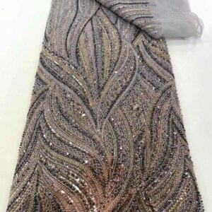 Africa Nigerian Beaded French Mesh Lace With Sequins High Quality 2025 Embroidery Lace Sequins Lace For Wedding Dresses Women