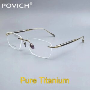 Luxury Rimless Frame Fashion Eyeglasses Men Titanium Flexible Light Spectacles Top Quality Eyewear for Male Optical Glasses