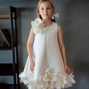 Jill Wish Elegant White Dubai Girl Dress Pink Eid al-Fitr Baby Children Clothes for Wedding Birthday Holiday Party 2025 J073