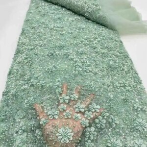 Africa Nigerian Beaded French Mesh Lace With Sequins High Quality 2025 Embroidery Lace Sequins Lace For Wedding Dresses Women