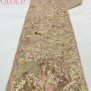 OLOEY Fashion French Embroidery Sequins Lace Fabric High Quality African Nigerian Wedding Dress Material