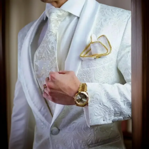 Prom Wedding Suits for Man One Button Dark Textured Fabric 2 Peices Blazer Pants Formal Buainess Office Evening Party Customized