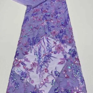 5Y Africa Fabric Fashion Hot Sale 2025 3D Sequins Net Lace With Sequins Rich Senegalese For Evening Or Party Dress