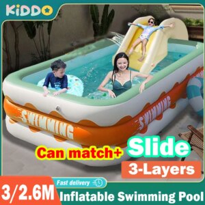 Swimming Pool 3 Layers Inflatable Pools 3/2.6/1.8M Large Pools for Family Summer Outdoor Party Folding Slides Children’s Gifts