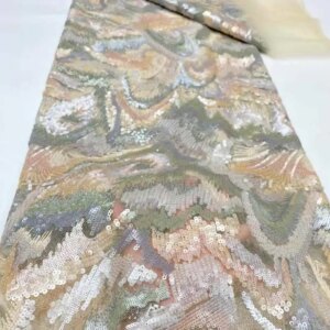 Luxury African Lace Fabrics 5 Yards 2025 High Quality Embroidery Sequins French Mesh Sequins For Wedding Dress