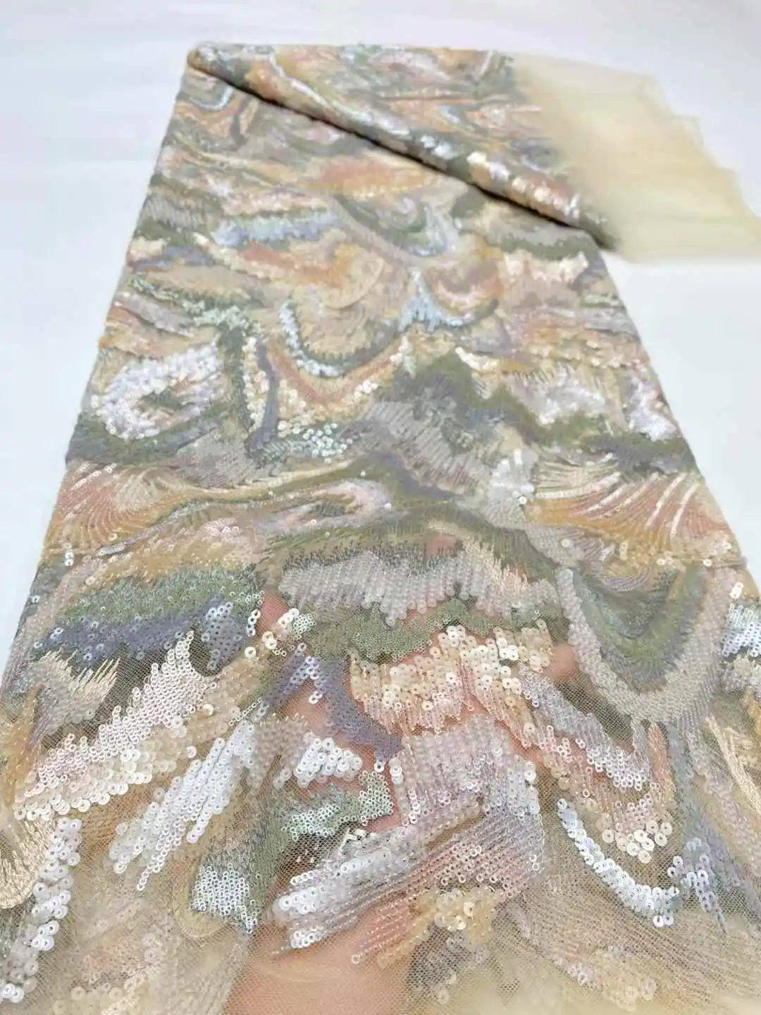 Luxury African Lace Fabrics 5 Yards 2025 High Quality Embroidery Sequins French Mesh Sequins For Wedding Dress