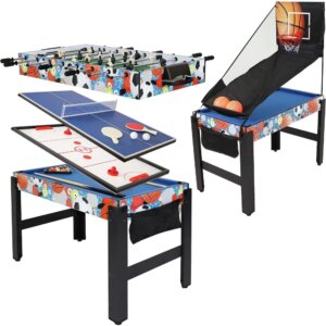 5-in-1 Multi-Game Table for Kids – Combo Game Table with Billiards, Push Hockey, Foosball, Ping Pong, and Basketball – 45-Inch