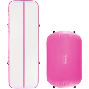 VEVOR Inflatable Gymnastics Air Mat Set, 2 PCS Tumbling Mat, Tumble Track with Electric Pump, Air Roller Barrel Gymnastics Equip