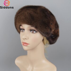 Real Natural Mink Fur Cap Autumn And Winter Women’s Fur Cap New Fashion Real Fur Beret Russian Quality Mink Fur Hat