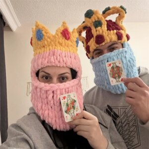 New handcrafted thick ice stripe mask hat, fashionable Queen’s crown hat, cool King’s crown hat  The same style as the playing c