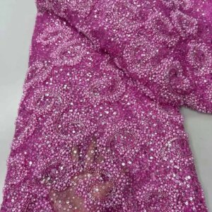 2025 African French Nigerian High End Tulle Lace Fabric With Beads Sequins Mesh for Embroiderg Wedding Party Bride Sewing Dress