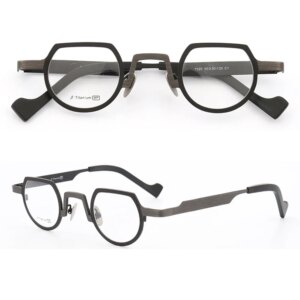 Women Titanium Glasses Frame Men Round Eyeglasses Frames Optical Vintage Retro Prescription Spectacles Eyewear Gold