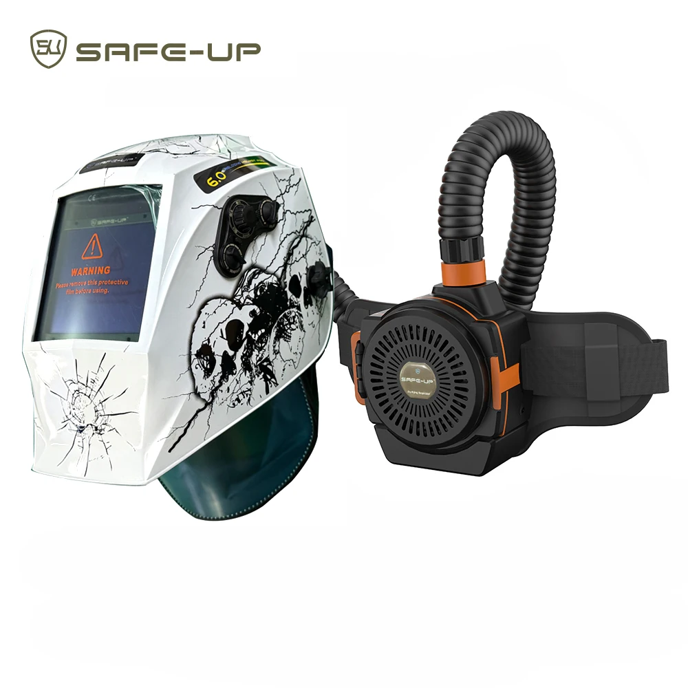 SAFEUP CE Professional Welding Helmet with Respirator Air Purify Fed Powered True Color Auto Darkening Welding Mask Dust Removal