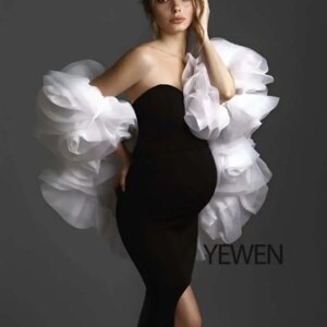 3D Flower Organza Cape Maternity Dress Couture Pregnancy Photoshoot Outfit Elegant Maternity Gown for Photoshoot YW250030