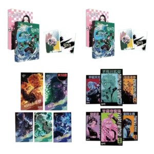 Wholesales Demon Slayer Collection Card Color Paper Tri-Fold Card Acrylic Mirror 3d Grating Relief  Painting Trading Anime Card