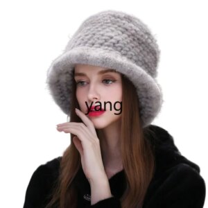 LMM winter warm mink hair woven fur hat winter ear protection bucket hat tide