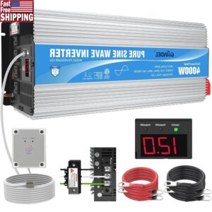 4000W Pure Sine Wave Inverter 8000W Peak Power DC12V AC120V 40A Terminal USB Marine Truck Solar System