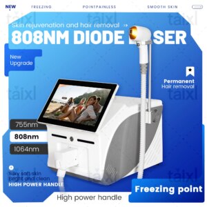 Diode 808nm Laser Hair Removal Machine Profession Ice Titanium Painless Epilator Portable 3-Wavelength Permanent Depilator