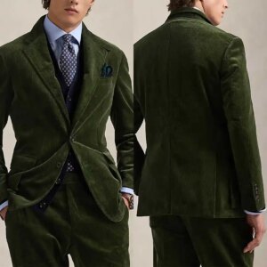 Vintage Velvet Wedding Tuxedos 2 Piece Set Jacket Pants Side Vent Men Suit Single Breasted Work Wear Party Suits Customized