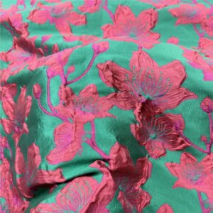 Embossed red flower women’s jacquard fabric trench coat dress evening gown brocade satin clothing