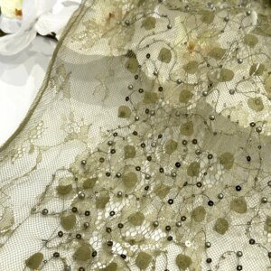 African 2025 High Quality Mesh Sequins Embroidery Beaded Tulle Nigerian Lace Fabrics For Bridal Material Wedding sewing