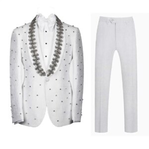 Fashion Wedding Men Suits New Business Suit Handsome Beads Tailor-Made Groom 2-PCs Formal Occasions Party Plus Size Customized