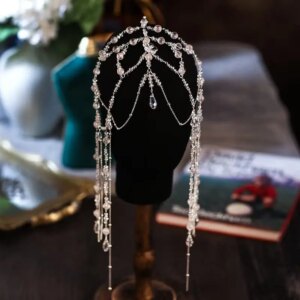 Bridal Headdress Handmade Forehead Ornament Crown Ancient Style Super Tassel Beaded Wedding Accessories Hair Chain