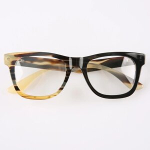 Eyeglass Frames Unique Square Vintage Stripes Handmade Natural Horn Graduated Lenses Man Glasses Frame Optical Myopia Eyeglasses