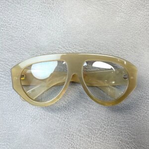 Man’s Women Glasses Frames Unique Vintage Oversize Handmade Honey Horn Prescription Eyeglass Frames Optical Lenses Eyeglasses