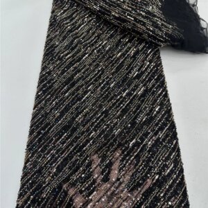 High Quality African Tulle Lace Fabric Handmade Beads Nigerian Sequin Laces Fabrics for Party Wedding Dress Sewing -RF