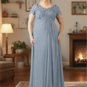 Lace Chiffon Wedding Guest Dress Vestidos Elegant Plus Size Mother of the Bride Dresses A-Line V-neck Customized