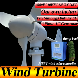 Wind Turbine Generator 10000W 12V 24V 48V 72V 96V 3blades With MPPT Controller System Portable Windmills Renewable Energy